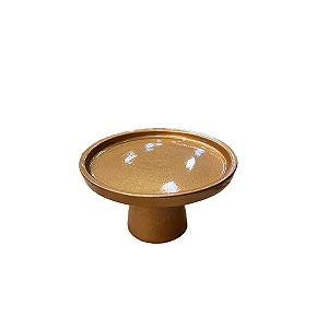 Mini Prato Chicago Dourado Decorativo Festa Cerâmica