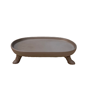 Mini Bandeja Chicago Oval Com Pé Nude Fosco Decorativo