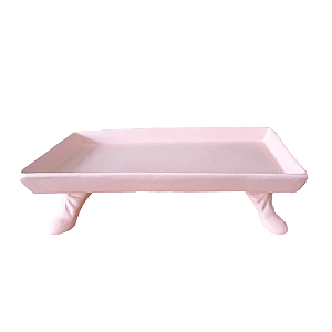 Mini Bandeja Chicago Retangular Com Pé Rosa Bebê Fosco Decora