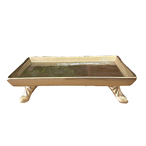 Mini Bandeja Chicago Retangular Com Pé Dourado Decoração