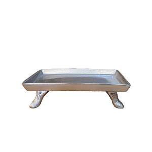 Mini Bandeja Chicago Retangular Com Pé Prata Brihante Decoração