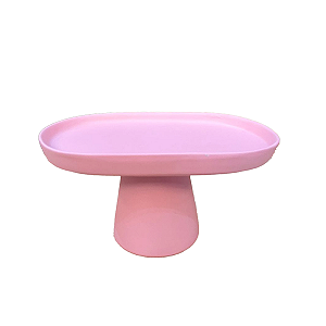 Mini Prato Chicago Oval Pé Redondo Rosa Bebê Fosco Decoração