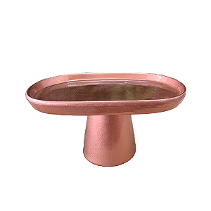 Mini Prato Chicago Oval Pé Redondo Rose Gold Decoração