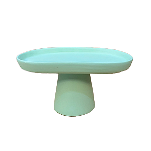 Mini Prato Chicago Oval Pé Redondo Verde Bebê Fosco Decoração