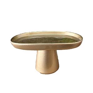 Mini Prato Chicago Oval Pé Redondo Dourado Brilhante Decoração