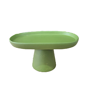 Mini Prato Chicago Oval Pé Redondo Verde Menta Fosco Decoração