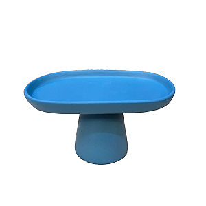 Mini Prato Chicago Oval Pé Redondo Azul Céu Fosco Decoração