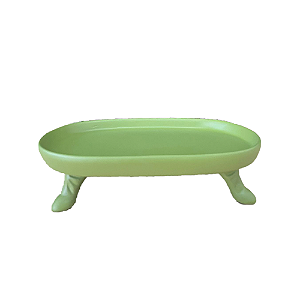 Mini Bandeja Chicago Oval Com Pé Verde Menta Fosco Decorativo