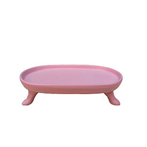 Mini Bandeja Chicago Oval Com Pé Rosa Bebê Fosco Decorativo