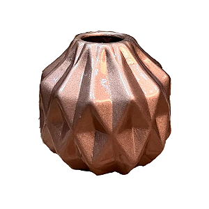 Mini Vaso Geométrico Rose Gold Brilhante Decorativo Flores