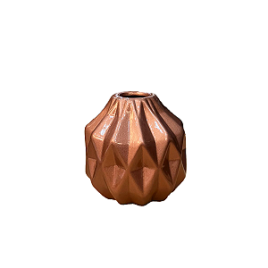 Mini Vaso Geométrico Rose Gold Brilhante Decorativo Flores
