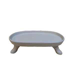 Mini Bandeja Chicago Oval Com Pé Cinza Decorativo