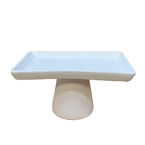 Mini Prato Chicago Retangular Pé Redondo Branco