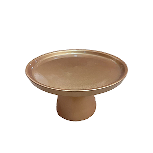 Prato Chicago Pequeno Cerâmica Dourado Decorativo Festas