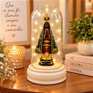 Redoma Led Com a Nossa Senhora Aparecida Acrílico Decorativa Festas