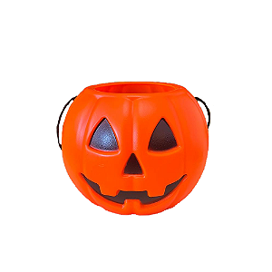 Caldeirão Abóbora Plástico Alça Preta Decorativo Halloween
