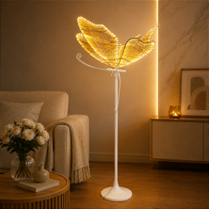 Borboleta Led Bivolt Det Dourado 60 Cm Não Movimenta Enfeite