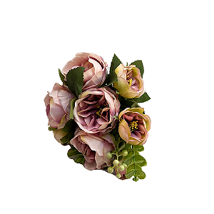 Buque Peonia Lilás Decorativa Flores Artificiais Decoração