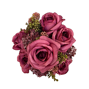 Buque De Rosas Com Complemento Pink Decoração Flores