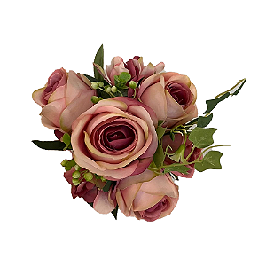 Buque De Rosas Botão Rosa Decoração Flores Artificiais