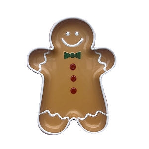 Bandeja Biscoito Gingerbread Ocre Colorido Natal Decorativo