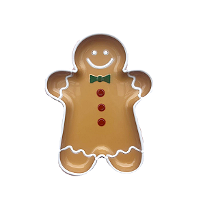 Bandeja Biscoito Gingerbread Ocre Colorido Natal Decorativo