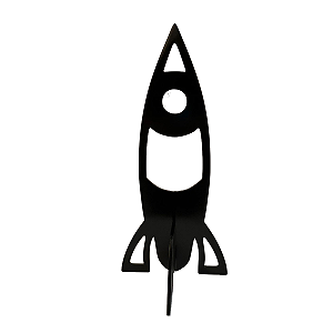 Foguete Preto Grande Decoração MDF Astronauta