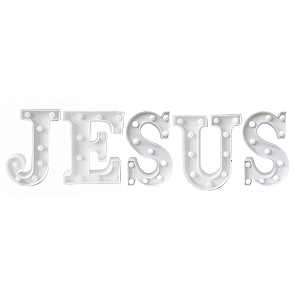Kit Letras De Led Jesus 16CM Plástico Branco Decoração
