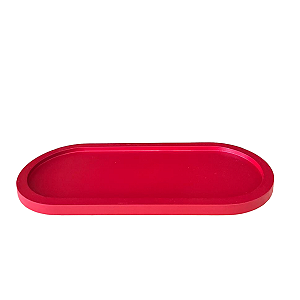 Bandeja Bahamas Oval Vermelho Fosco Decoração MDF