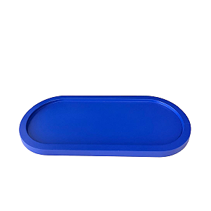 Bandeja Bahamas Oval Azul Marinho Fosco Decoração MDF