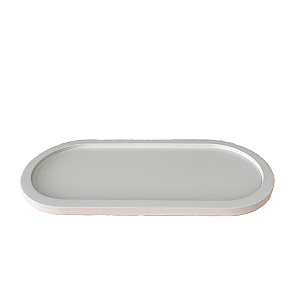 Bandeja Bahamas Oval Off White Fosco Decoração MDF