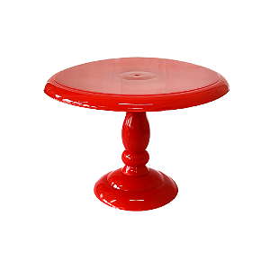 Prato Torneado Plástico Vermelho Deorativo Mesa De Festa