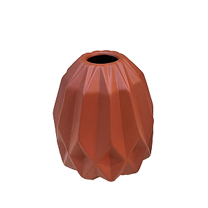 Vaso Geométrico Médio Terracota Fosco Decorativo Flores
