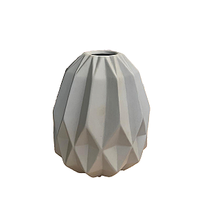 Vaso Geométrico Médio Cinza Fosco Decorativo Flores