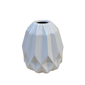 Vaso Geométrico Médio Cinza Fosco Decorativo Flores