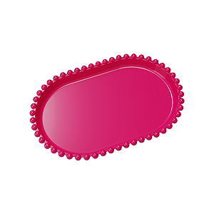 Bandeja Oval Bolinha Plástico Magenta Decoração Festas