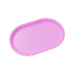 Bandeja Oval Bolinha Plástico Rosa Claro Decoração Festas