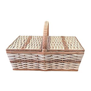 Cesta Picnic de Vime Grande Enfeite Decorativa Festas