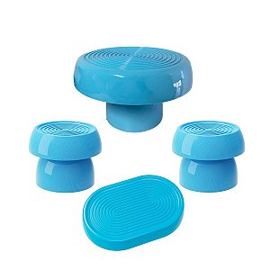 Kit Alegra Azul Claro Decoração Festas Boleira Bandejas