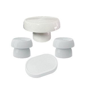 Kit Alegra Branco Decoração Festas Boleira Bandejas