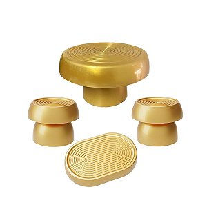 Kit Alegra Dourado Decoração Festas Boleira Bandejas