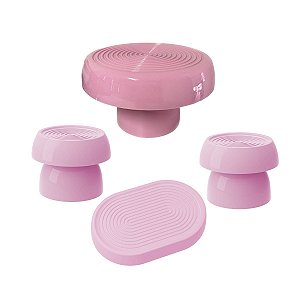 Kit Alegra Rosa Candy Decoração Festas Boleira Bandejas