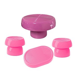 Kit Alegra Rosa Claro Decoração Festas Boleira Bandejas