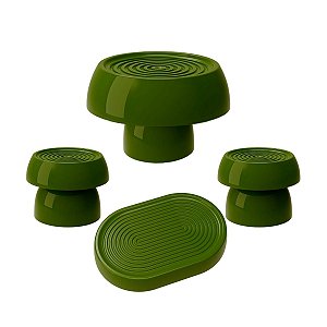 Kit Alegra Verde Oliva Decoração Festas Boleira Bandejas