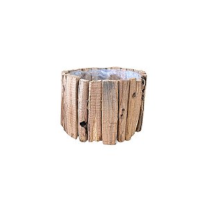 Vaso Lascas Madeira Natural Redondo Grande Decorativo