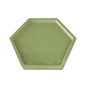 Bandeja Sextavada Plastico Grande Verde Eucalipto Decorações