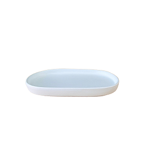 Bandeja Chicago Oval Cerâmica Decorativa Branco Fosco