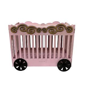 Jaula MDF Rosa Bebê Com Rodas Pretas Decoração Circo Festas