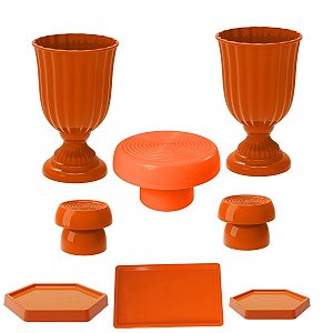Kit Festa Dubai Laranja Para Mesas Festas Peças Variadas