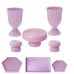 Kit Festa Dubai Rosa Candy Para Mesas Festas Peças Variadas